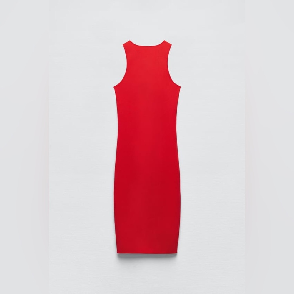 Zara Sculpt Midi Dress | Size S | Red